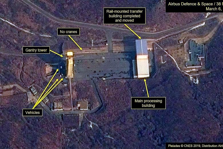 A satellite image on March 6 shows North Korea may have resumed operations at its long-range rocket launch site at Sohae, according to the website 38 North and the Centre for Strategic and International Studies.
