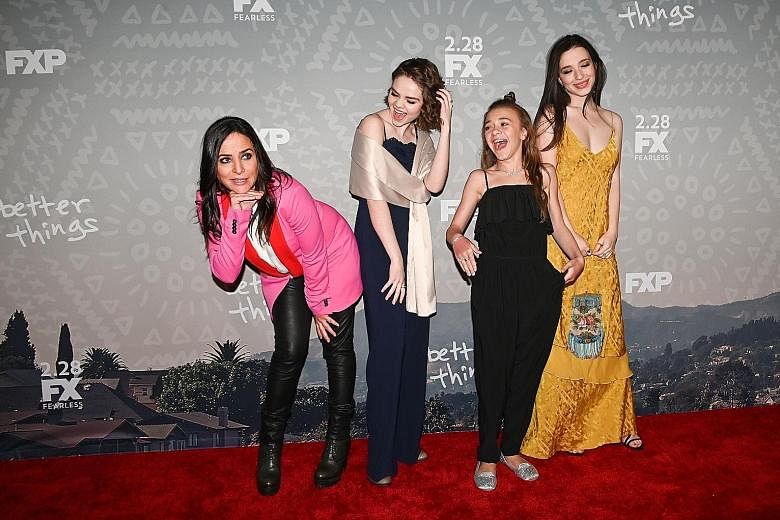 Better Things cast (from far left) Pamela Adlon, Hannah Alligood, Olivia Edward and Mikey Madison at the series' Season 3 premiere in California last month.