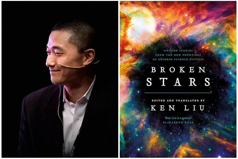 Author Ken Liu (left) edits and translates 16 Chinese science-fiction stories into English in Broken Stars (right).