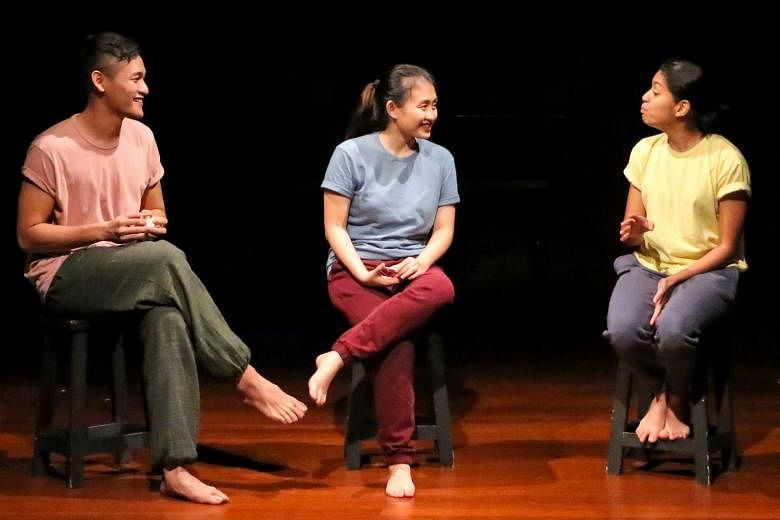 Performers (from left) Ali Alasri, Darynn Wee and Hannan Barakbah lead improvisation in Are You Game? 