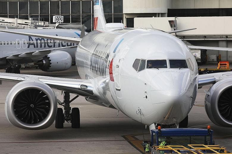 An American Airlines Boeing 737 Max 8 at Miami International Airport on Wednesday. The US' Federal Aviation Administration, before issuing its emergency order that afternoon, had been saying for days that the Boeing 737 Max planes were airworthy desp