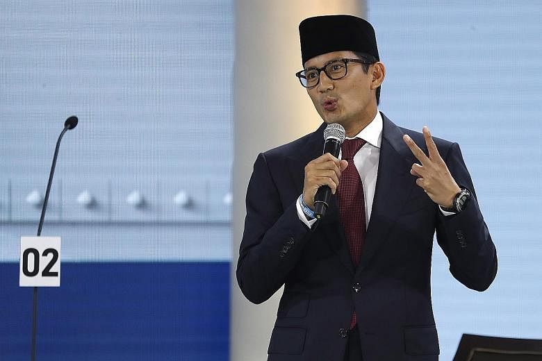 Mr Sandiaga Uno, the vice-presidential pick of presidential hopeful Prabowo Subianto, spoke passionately about research and innovation, start-ups and the burgeoning creative economy. Dr Ma'ruf Amin, President Joko Widodo's running mate, spoke animate