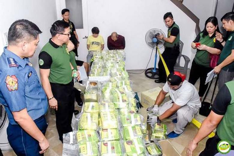 The methamphetamine haul was seized at Ayala Alabang Village, a gated community in Muntinlupa city, and at a nearby mall. Three Chinese nationals and their interpreter were arrested in separate raids.