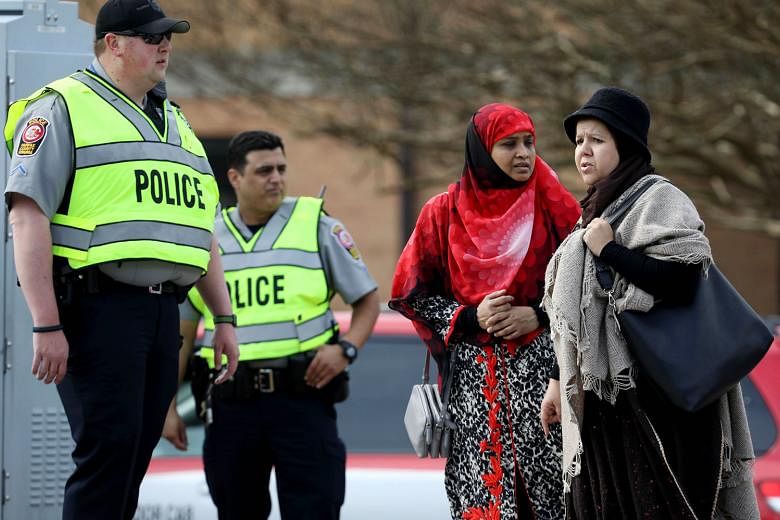 People arriving for Friday prayers amid heightened security at Dar Al Hijrah Islamic Centre in Falls Church, Virginia, after the New Zealand mosque shootings on March 15.