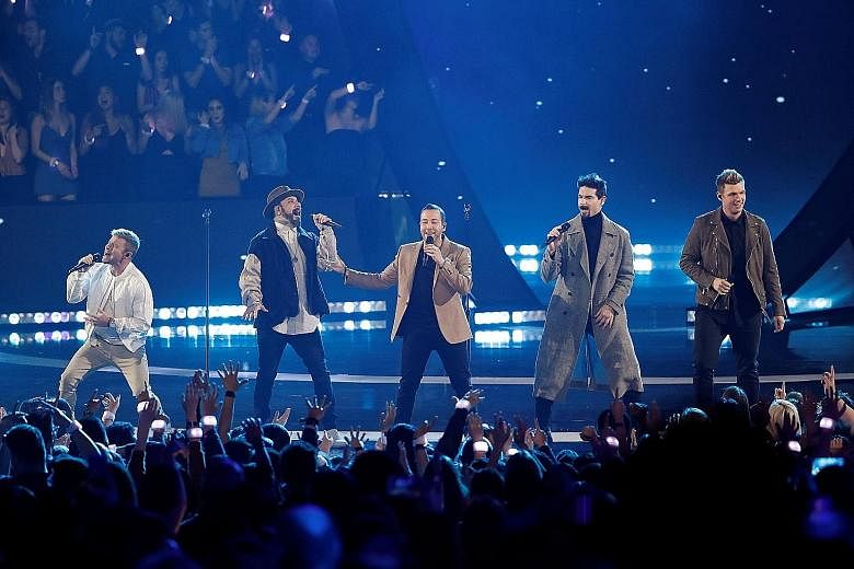 Backstreet Boys performing during the iHeartRadio Music Awards in Los Angeles this month.
