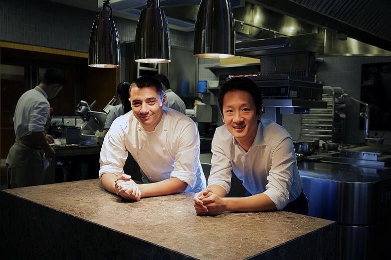 Odette chef Julien Royer and Mr Wee Teng Wen, co-founder of The Lo & Behold Group which includes Odette in its stable of restaurants. The French fine dining restaurant at the National Gallery Singapore opened in 2015.
