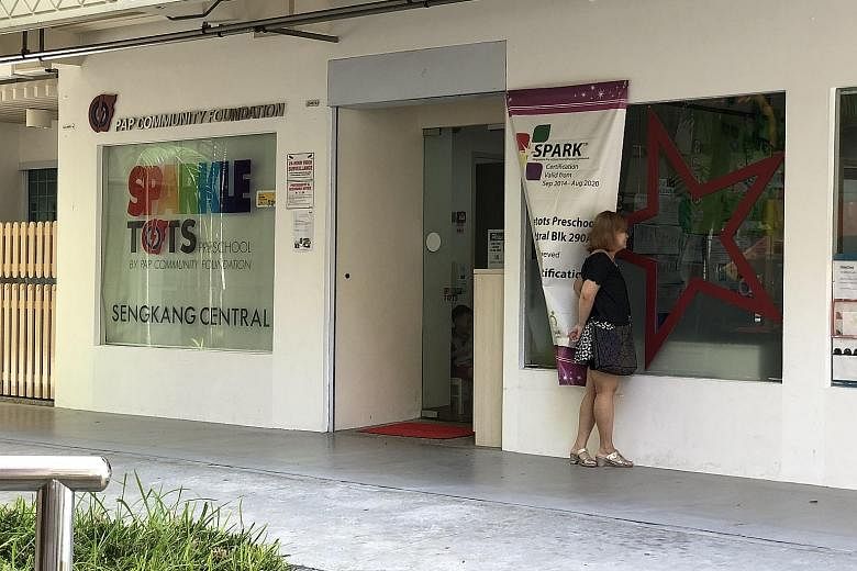 The number of PCF Sparkletots centres affected by food poisoning now stands at seven, including this one at Block 290A in Sengkang Central.