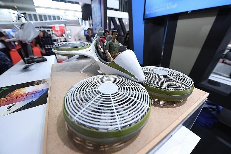The Vector, a scale model of a drone-concept vehicle, making its debut at the Langkawi International Maritime and Aerospace 2019 exhibition.