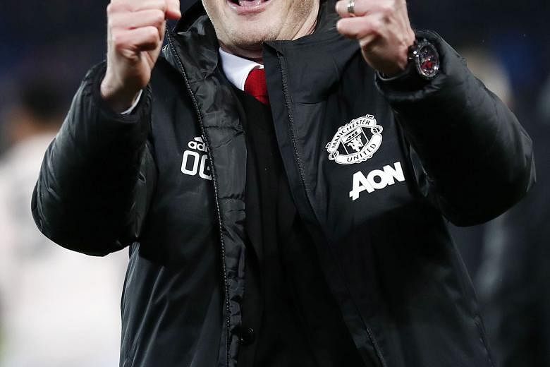A delighted Ole Gunnar Solskjaer after United clawed back a two-goal deficit to dump Paris St Germain out of the Champions League in the round of 16 earlier this month. The Norwegian, who has transformed the club's mood with attacking football and go