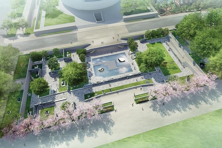 A rendering of the redesigned sculpture garden.