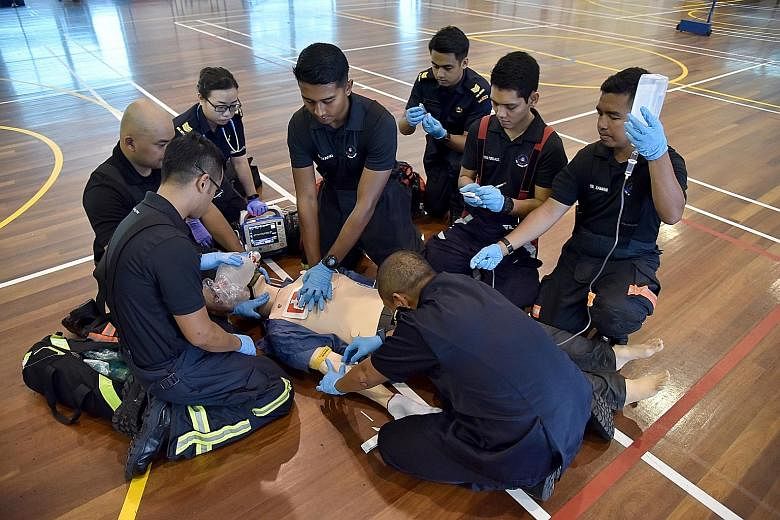 From Monday, the SCDF will start deploying eight responders to cardiac arrest cases instead of four. They are trained in high-performance cardiopulmonary resuscitation which increases the survival rate for patients with cardiac arrests outside hospit