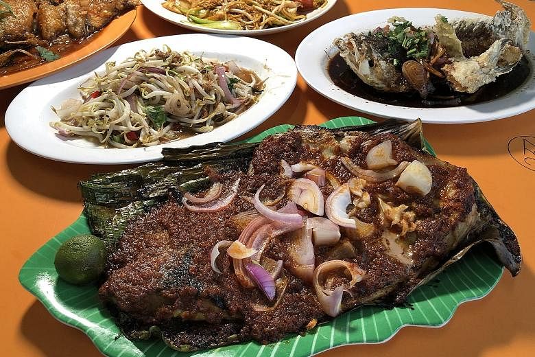 A mini feast good for four, including the signature sambal stingray and salted fish stir-fried with bean sprouts.
