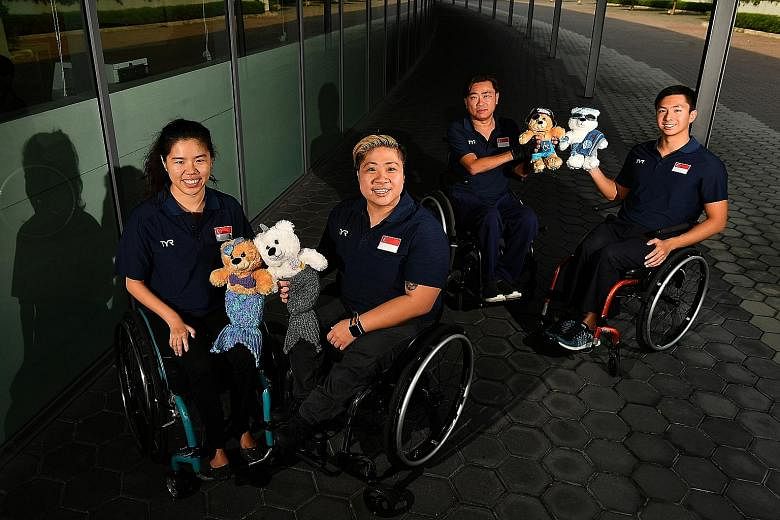 From left: Yip Pin Xiu, Theresa Goh, Eugene Png and Toh Wei Soong will be competing in the mixed team 4x50m freestyle (20 points) during the World Para Swimming World Series' Singapore leg at the OCBC Aquatic Centre.