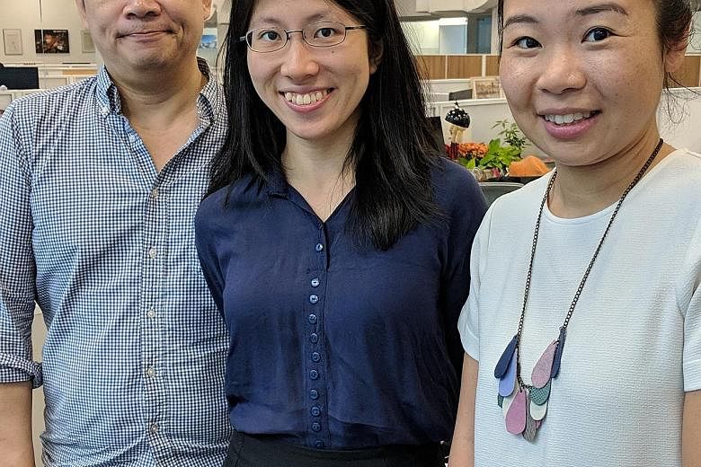 From left: Writers John Lui, Toh Wen Li and Melissa Sim.