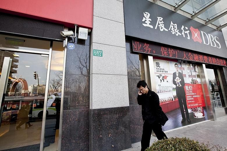 DBS Bank's branch in Chongqing. The bank says the city is key to western China's development and expects business activity and the demand for cross-border financing there to increase.