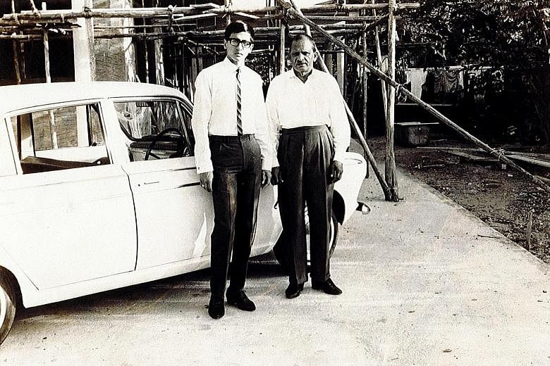 Lawyer Bachoo Mohan Singh outside the Sin Choon Huat Temple funded and built by his father, Mr Bachoo Singh, who was a businessman who came to Singapore from India in the 1920s. The elder Mr Singh also built the warehouse at 49 Moonstone Lane. Left: 
