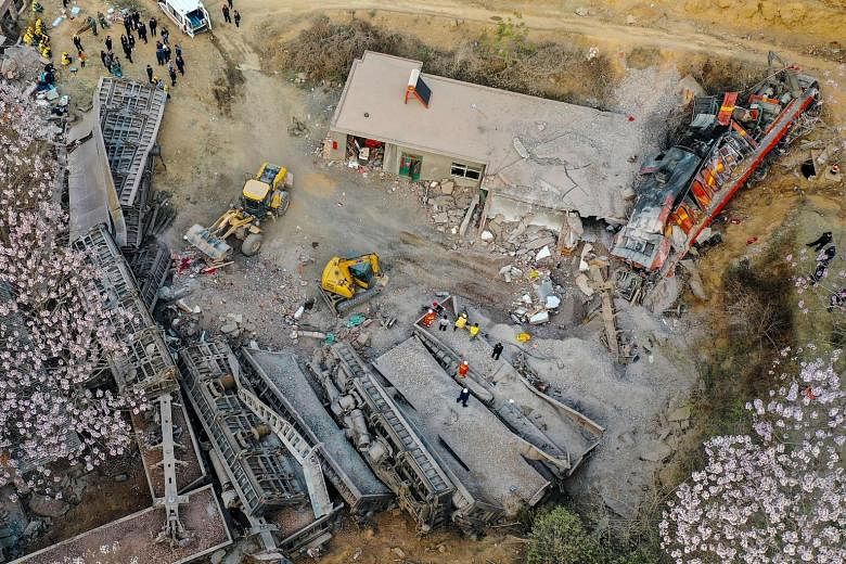 Rescuers have recovered the bodies of six people in central China after a cargo train carrying aluminium ore hurtled off the tracks and crushed a house, the Chinese authorities said yesterday. At around 10pm on Wednesday, the 25-car train had deraile