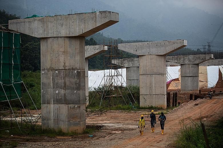 An East Coast Rail Link construction site in Bentong, Pahang, last November. The suspended works on the 640km line across Peninsular Malaysia could resume as early as next month, with completion expected by end-2026.