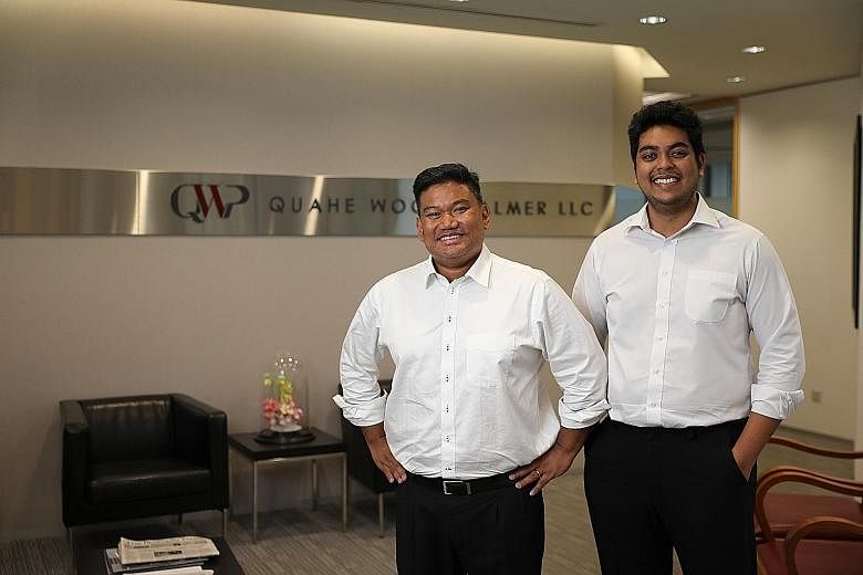 Mr Subhas Anandan (centre) with his nephew Sunil Sudheesan and lawyer Diana Ngiam at law firm RHTLaw Taylor Wessing in November 2014. Mr Sujesh Anandan (right), son of the late top criminal lawyer Subhas Anandan, is working with Mr Sunil Sudheesan at