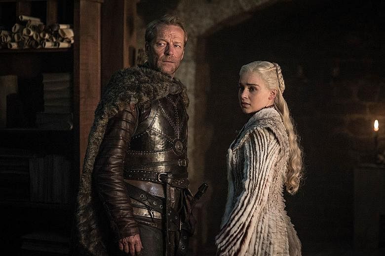 Daenerys Targaryen (Emilia Clarke) and Jorah Mormont (Iain Glen) in the final season of Game Of Thrones.