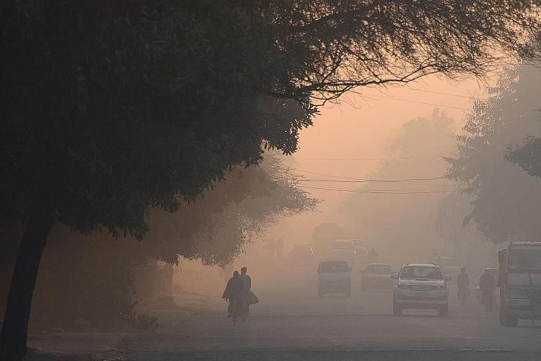 Heavy smog in Gurugram, which was named by a study as India's most polluted city, last month. Pollution levels have doubled in many cities over the past decade due to factors including increasing vehicle numbers.