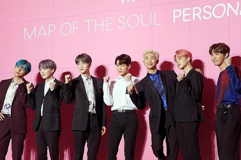 Boyband BTS at a showcase in Seoul last week for their album Map Of The Soul: Persona. It went straight to No. 1 in Britain.