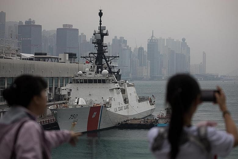 The US Coast Guard Cutter Bertholf moored at Hong Kong on April 15. Last month, it made a high-profile transit of the Taiwan Strait that was meant to demonstrate that international waterways near China remain open.
