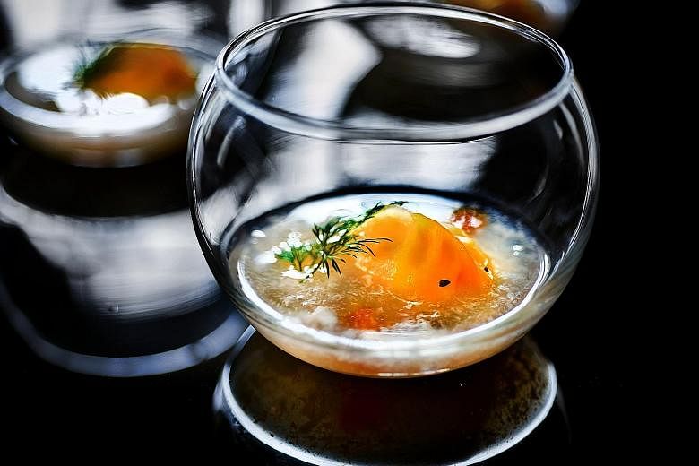 Look forward to new items on Min Jiang's menu, such as steamed "goldfish" prawn dumpling in a delicate egg white sauce.