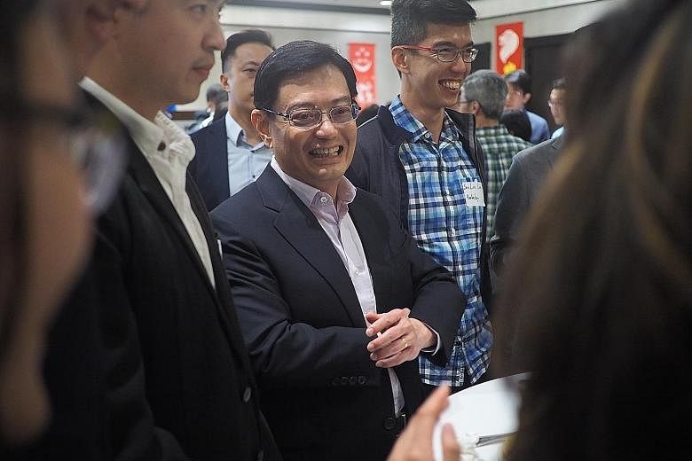 Finance Minister Heng Swee Keat at a reception with Singaporeans living in the San Francisco Bay Area last Friday. The Finance Minister said that during his visit to Silicon Valley, he found how a focus on technology and innovation was transforming s
