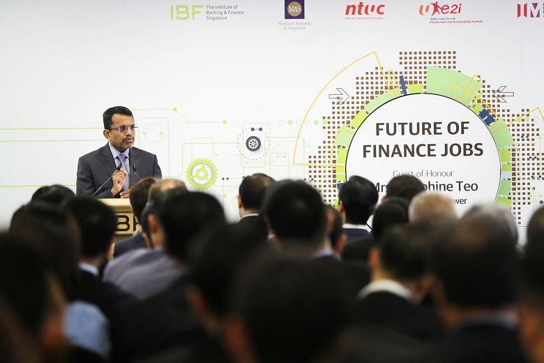 Monetary Authority of Singapore chief Ravi Menon said at the report's release yesterday that while many financial sector jobs have not disappeared, the tasks within these jobs have changed because of technology.