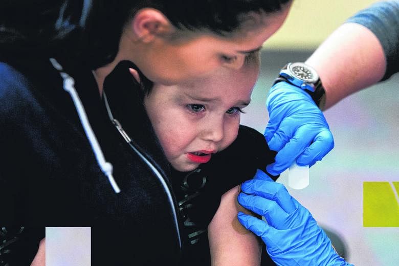 A child in the United States getting the measles, mumps and rubella shot in February. Among high-income countries, the US had the most children missing the first dose of the measles vaccine between 2010 and 2017 - more than 2.5 million children. The 