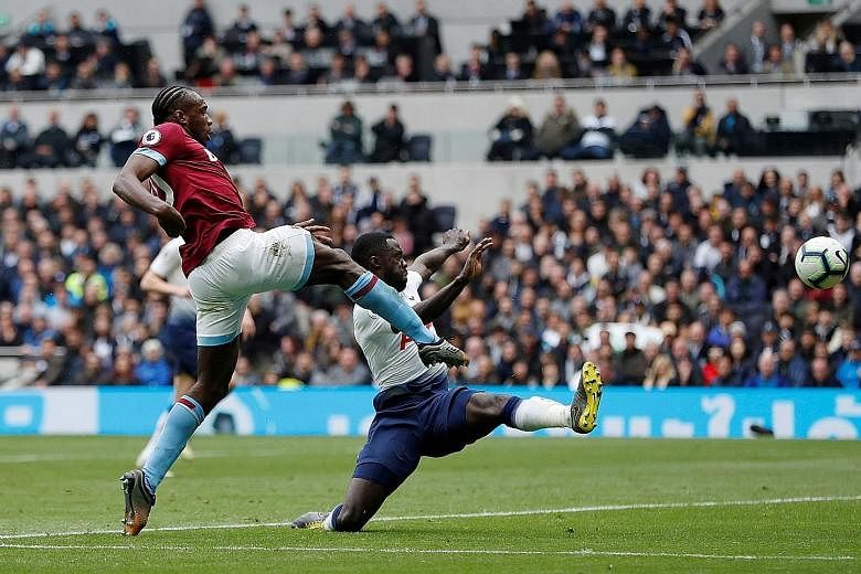 West Ham's Michail Antonio scoring the first goal by a visiting player at the Tottenham Hotspur Stadium in their 1-0 win yesterday.