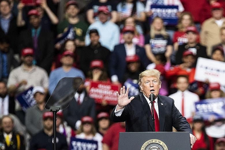 US President Donald Trump speaking on Saturday night at a rally in Green Bay, Wisconsin, a crucial battleground state in the 2020 elections. The President said he has saved "countless timber jobs", including in Wisconsin, by imposing new tariffs.