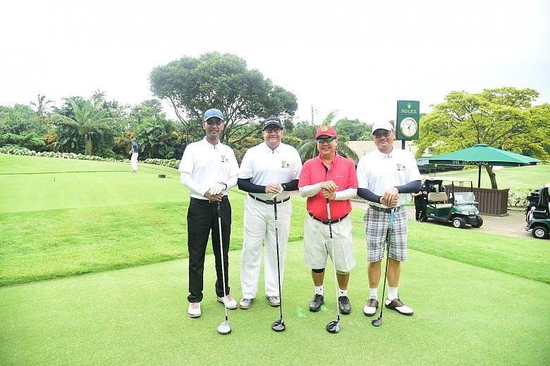 The Singapore Road Safety Council (SRSC) raised more than $300,000 from its 10th anniversary fundraising golf event at the Sentosa Golf Club yesterday. Minister for Communications and Information S. Iswaran (second from left) graced the golf-and-dinn