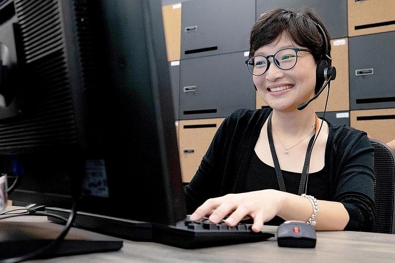 DBS Bank's Ms Lee Pei Ying underwent two half-day training sessions to learn how to engage with customers through the bank's live chat function.
