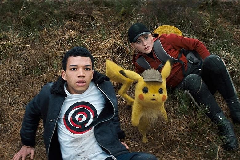 Pokemon Detective Pikachu stars Justice Smith and Kathryn Newton (both above), with actor Ryan Reynolds voicing Detective Pikachu.
