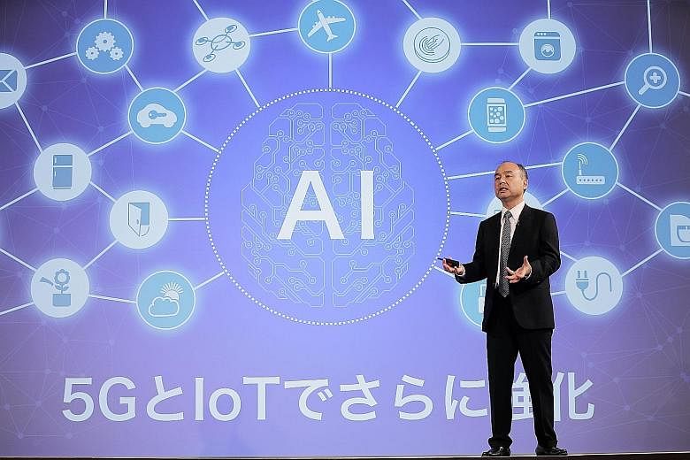 Mr Masayoshi Son, chairman and chief executive officer of SoftBank Group, speaking at an earnings presentation in Tokyo on Thursday, when he said the firm booked a US$3.8 billion (S$5.1 billion) gain from its stake in Uber Technologies. The day after