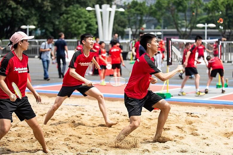 AirBadminton, using the new AirShuttle shuttlecock, can be played on hard, grass and sand surfaces outdoor. PHOTO: FACEBOOK/BWF
