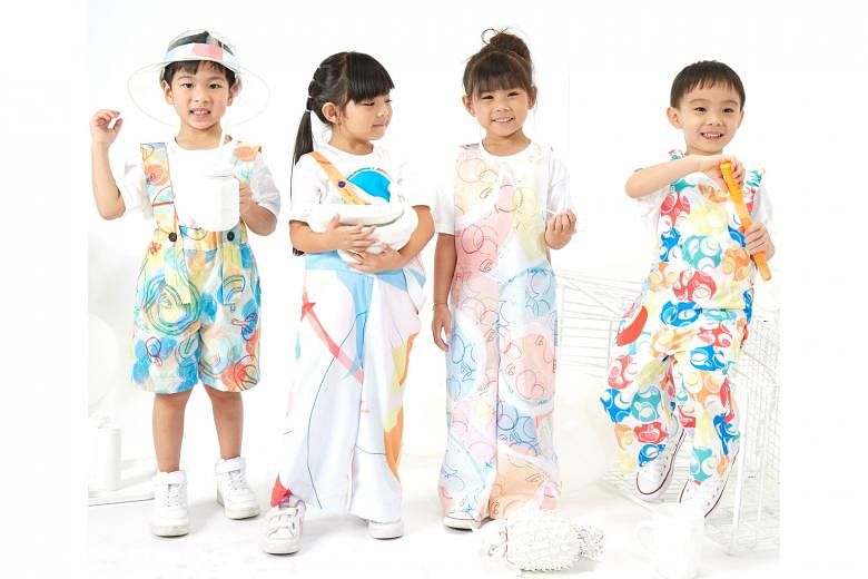 The childrenswear and menswear collection by Lasalle student Ng Jia Min, 22, explores Singapore's identity and reflects its kaleidoscope of different cultures and ethnicities. Lasalle student Sandy Ong, 22, wanted to create a zero-waste collection. H