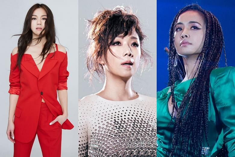 While home-grown singer-songwriter Tanya Chua (above) was nominated only in the Best Composer category, Hong Kong diva Sandy Lam (below left) and Taiwanese singer Jolin Tsai (below right) received the most nominations - seven each.