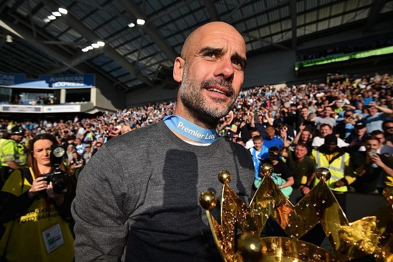 The Premier League trophy is the third won by Manchester City manager Pep Guardiola this season, after the Community Shield and League Cup. He is eyeing the FA Cup today.