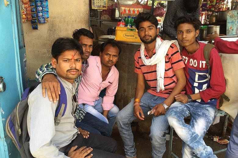 A group of beneficiaries of India's urban employment guarantee scheme in Raisen, Madhya Pradesh, which is controlled by the Congress party. Unemployment is a key concern in the Indian parliamentary elections but critics say the BJP government has mad