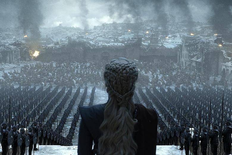 A screenshot from Game Of Thrones' Season 8 finale, which hit screens in Singapore yesterday. In the US, a record 43 million viewers on average tuned in for the final season, compared with 33 million for Season 7 in 2017.