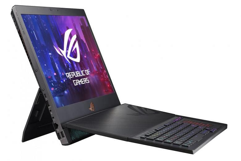 With its adjustable kickstand and detachable keyboard, the Asus Mothership resembles a thicker, more powerful Surface Pro computer that is built for gamers. PHOTO: ASUS