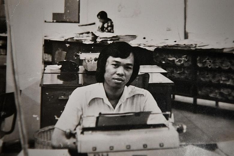 Mr Salim Osman using a manual typewriter some time in 1973, in his early years as a reporter in Berita Harian. Retired journalist Salim Osman reflects on his life and career, highlighted by events such as meeting the woman who would become his wife a