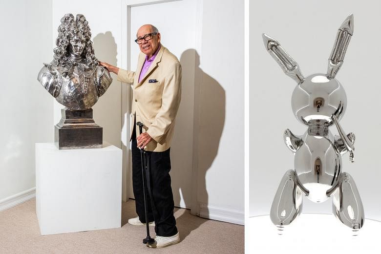 Gallerist and former Goldman Sachs partner Robert Mnuchin, at his gallery with Louis XIV by Jeff Koons, bought Koons's Rabbit (above) for US$91.1 million (S$126 million) last week on behalf of an anonymous client, setting a record price at auction fo