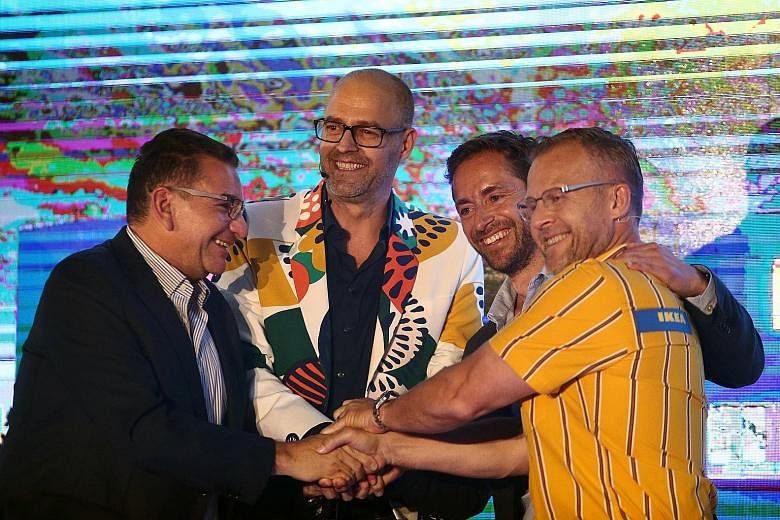 Mr Malcolm Pruys (second from left), the country retail manager for Ikea Mexico, at an event to announce the opening of Ikea's first Mexico store, in Mexico City on Wednesday.