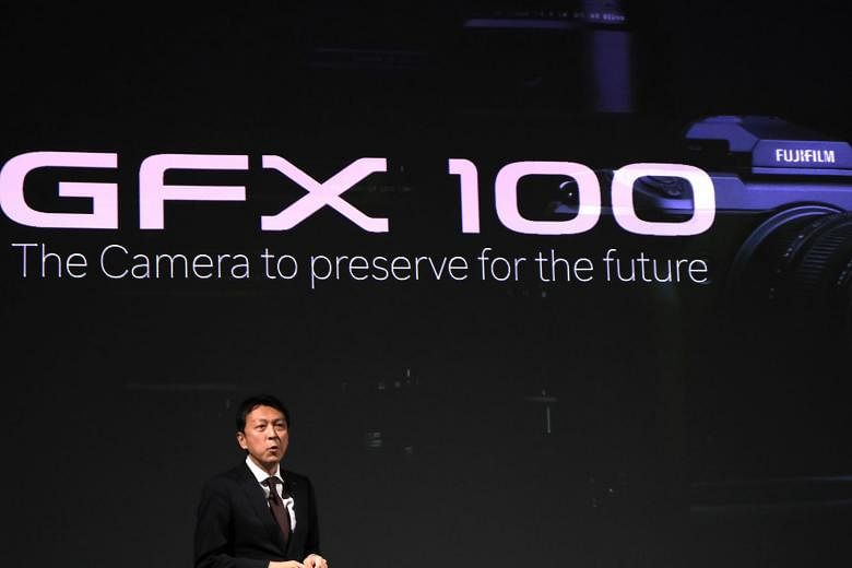 Mr Toshihisa Iida, Fujifilm's general manager of sales and marketing, launched the GFX 100 during a press conference in Tokyo on May 23. ST PHOTO: TREVOR TAN