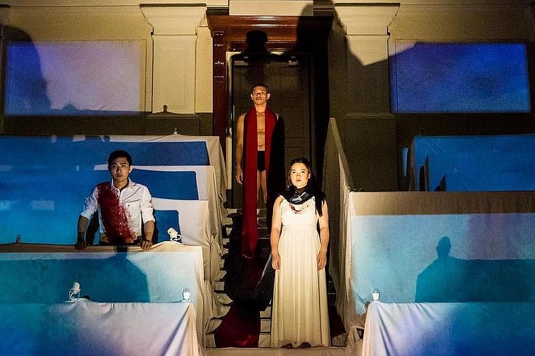 (From left) Chan Wei En, William Keohavong and Cherie Tse in Oreste By Ifigenia.