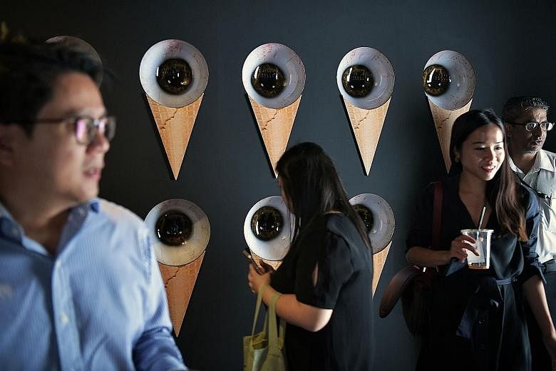 The Eye Scream exhibit shows how indulging in a high-sugar snack like ice cream can increase one's risk of developing diabetes and its related complication of diabetic retinopathy, which can cause blindness. The Museum of the World's Deadliest Weapon
